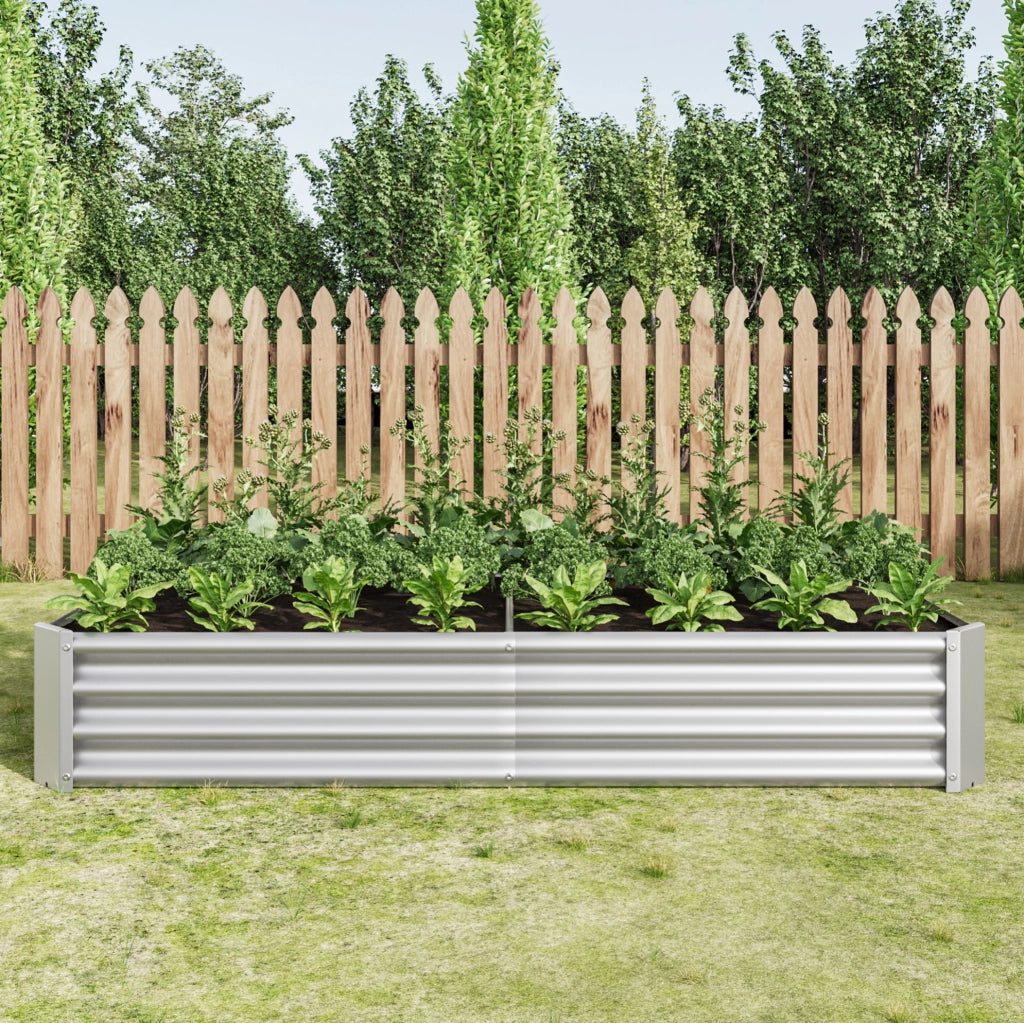 Letto rialzato da giardino in acciaio zincato 180x91x30 cm, senza fondo, ideale per ortaggi, erbe aromatiche e fiori