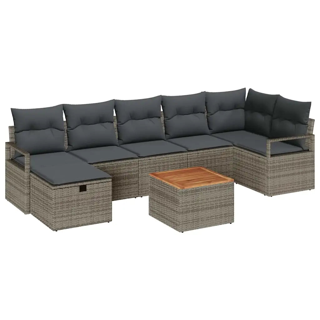 Set Divano da Giardino con cuscino 8 pcs Grigio polyrattan