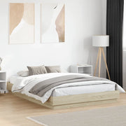 Giroletto con Luci LED-Struttura Letto Rovere Sonoma 150x200 cm