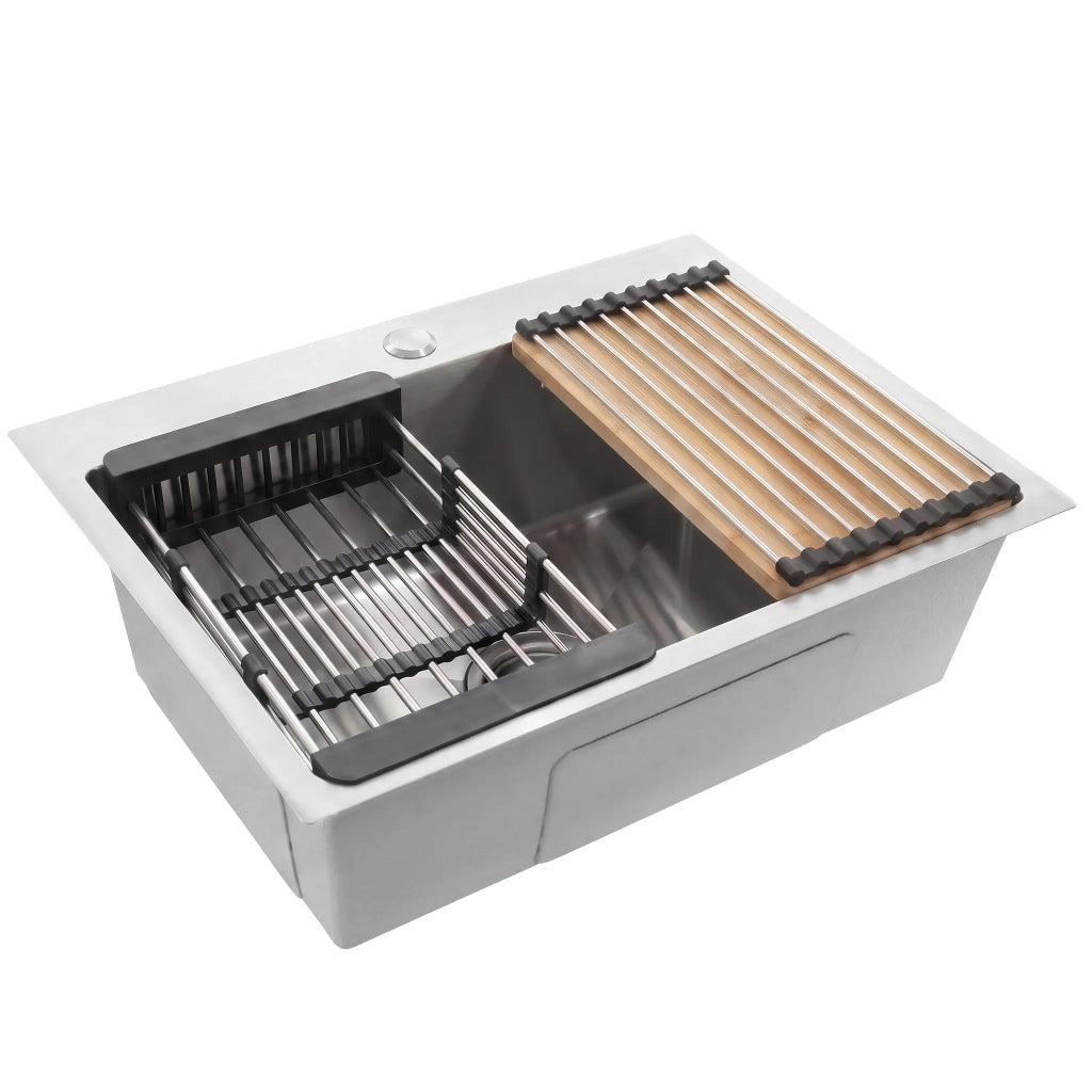 Lavello In Acciaio Con Set Di Accessori 3 Pz. Rea Liam Brush Nickel Accessori grigi