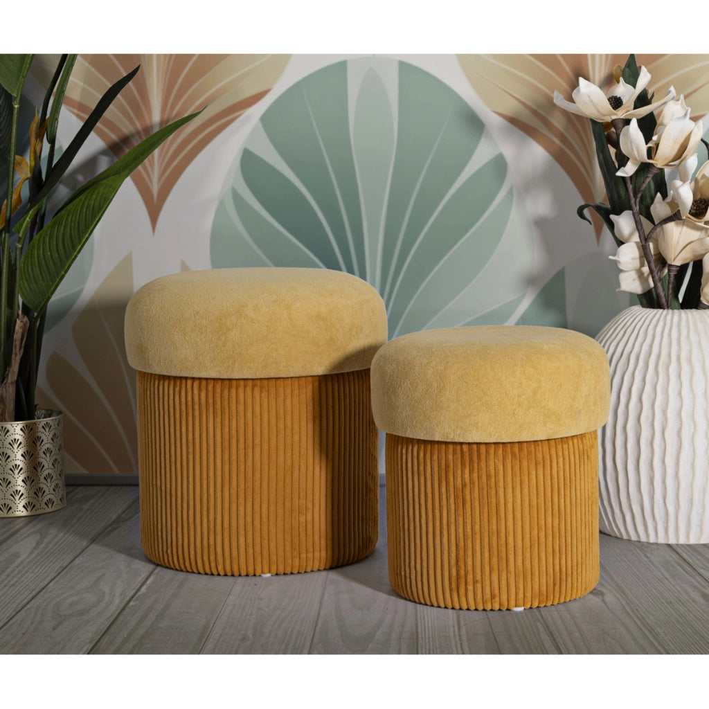 Pouf VKH722, Giallo, MDF, 44x42x42 cm