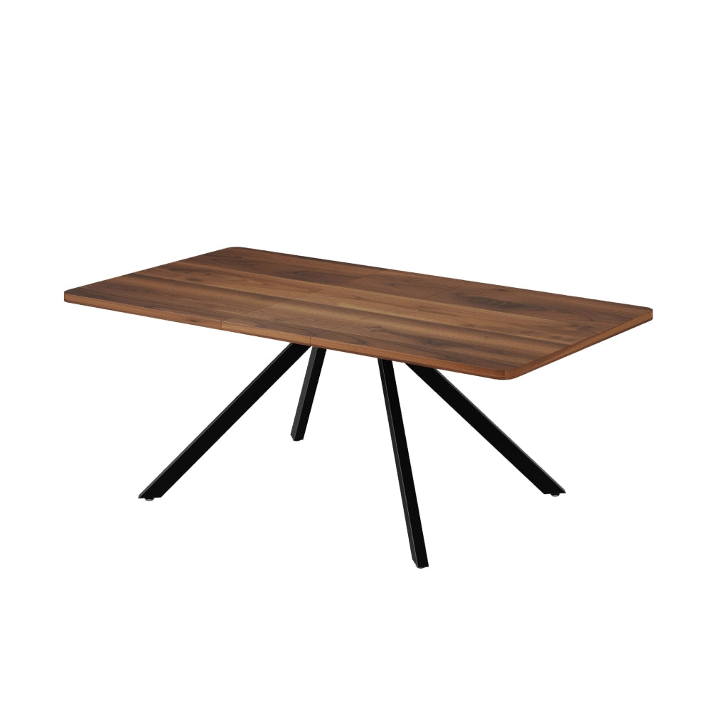 Tavolo da pranzo allungabile in MDF, 160/200/240×90 cm, struttura metallica, colore noce, per 6-10 persone