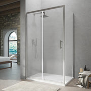 Box doccia angolare 150x60cm vetro trasparente, con apertura scorrevole e parete fissa h190cm | Tenerife