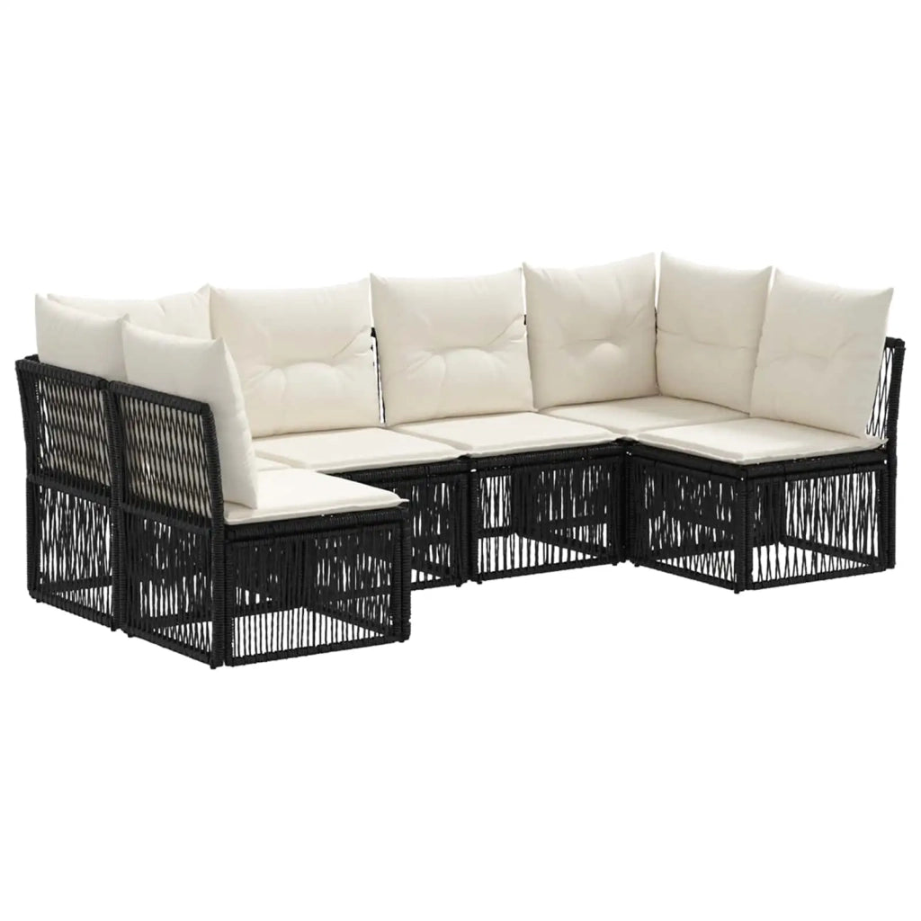 Set Divano da Giardino 6 pz Nero polyrattan 3434158