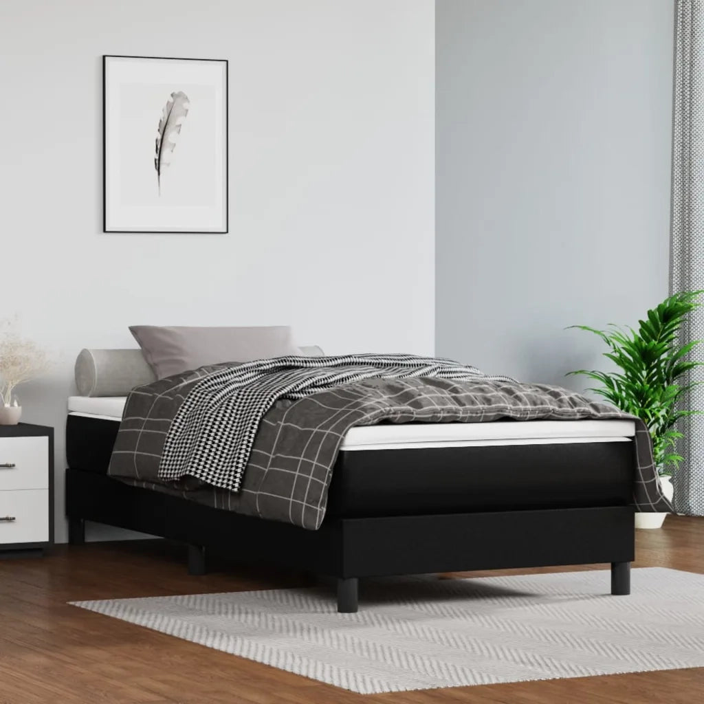 Giroletto a Molle con Materasso-Struttura Letto Nero 90x190 cm in Similpelle 661908