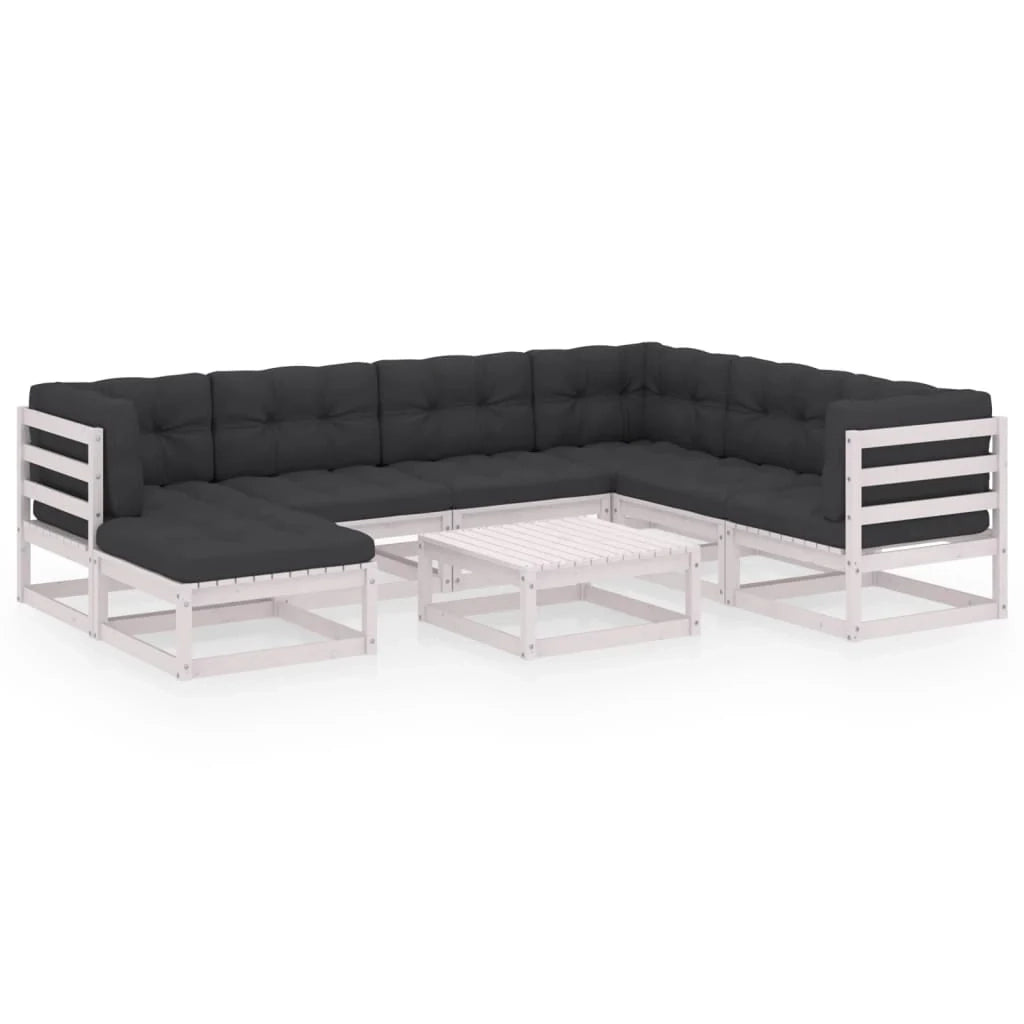 Set di mobili da giardino mobili da esterno 8 pezzi con cuscini legno massello di pino 02_0017533