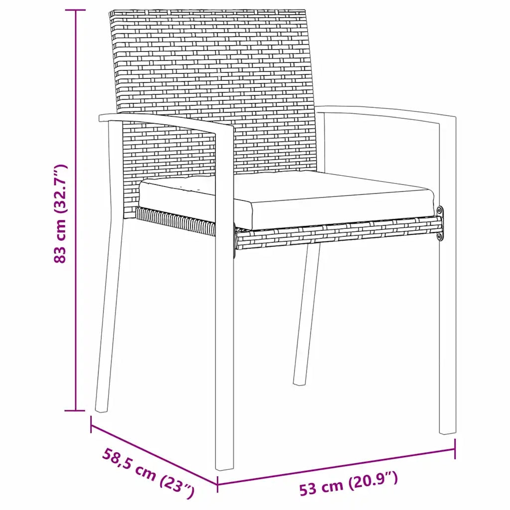 Set da Pranzo per Giardino 9 pcs Nero 3379239