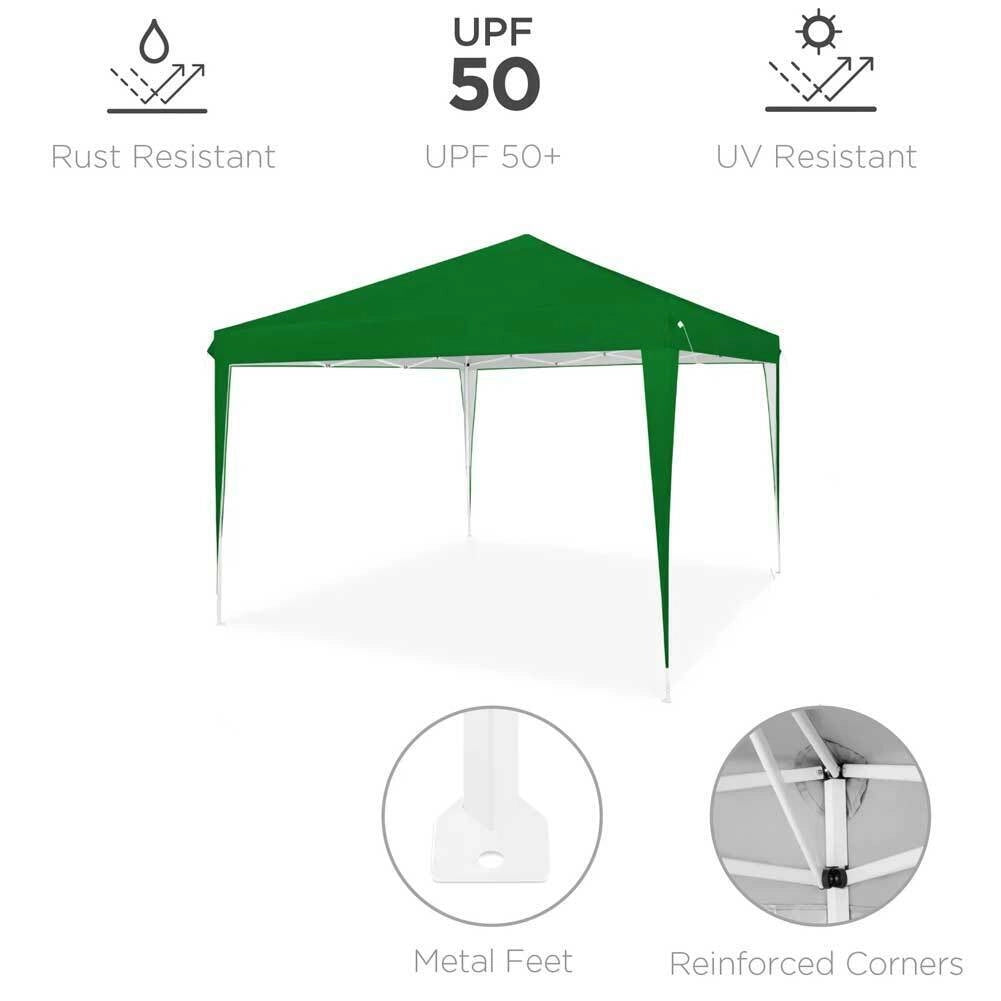 Gazebo 3x3 Pieghevole Impermeabile Richiudibile Fisarmonica Fiera mercato Verde