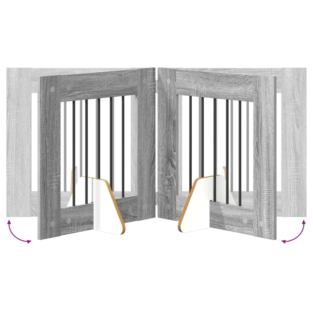 Cancello per cani con supporti 2 pz Grigio Sonoma 60 x 60 cm CFW3957009