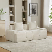 Divano Modulare in Tessuto Chenille ¨C MINIMAL ¨C Beige, Morbido, Cuscini Inclusi