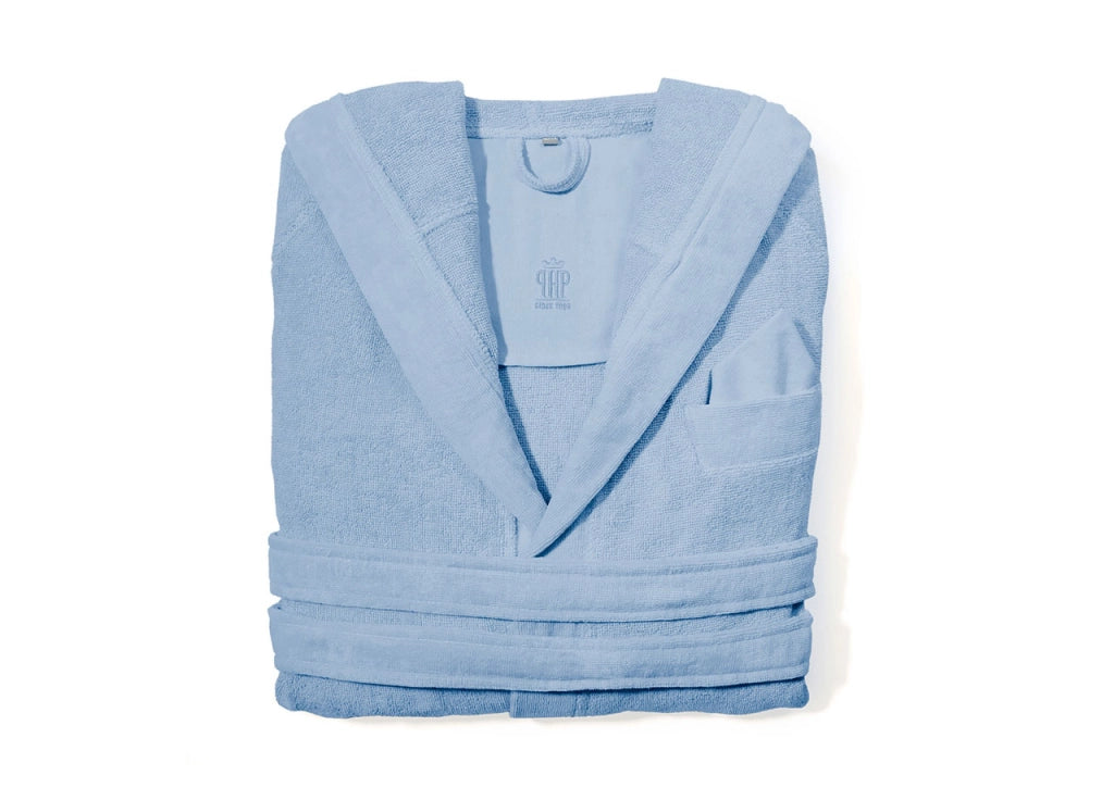 Accappatoio Con Cappuccio E Tasche In Spugna Joy Tinta Unita Mediterraneo - L-XL - Mediterraneo