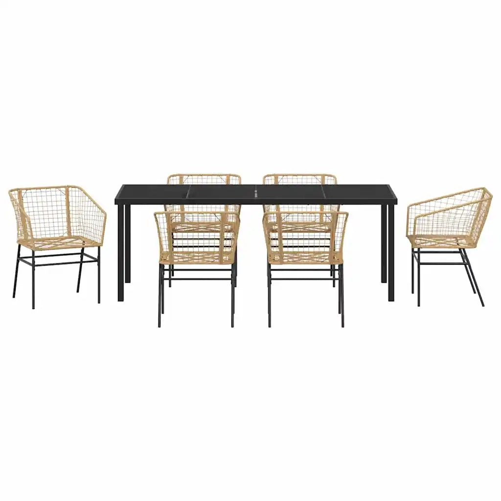 Set da Pranzo per Giardino 7 pcs Marrone polyrattan 3380902