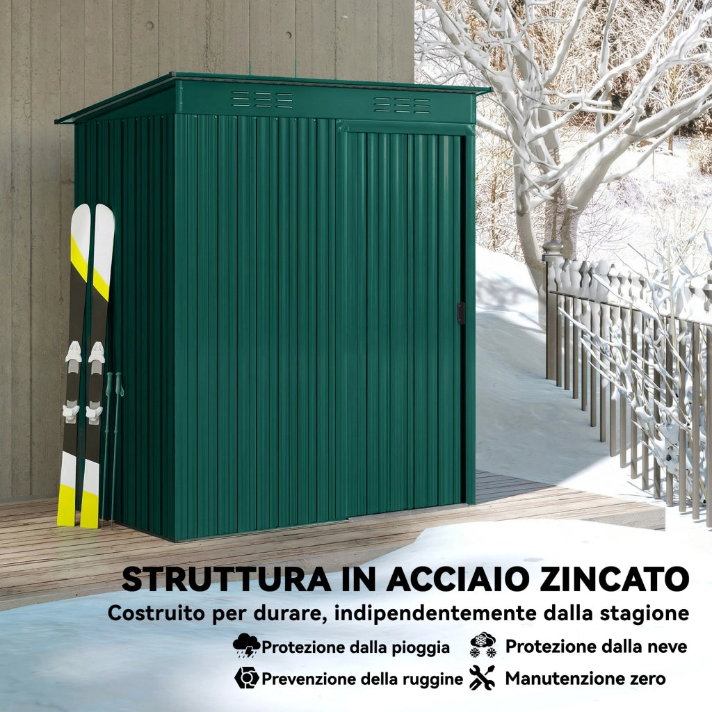 Casetta da Giardino in Metallo ¨C Xylo ¨C Verde 159x106x181 cm