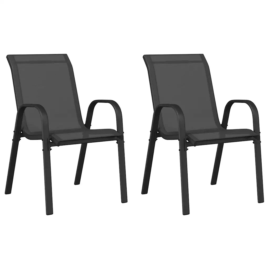 Sedie da Giardino Impilabili 2 pz in Tessuto Textilene Nero 318777