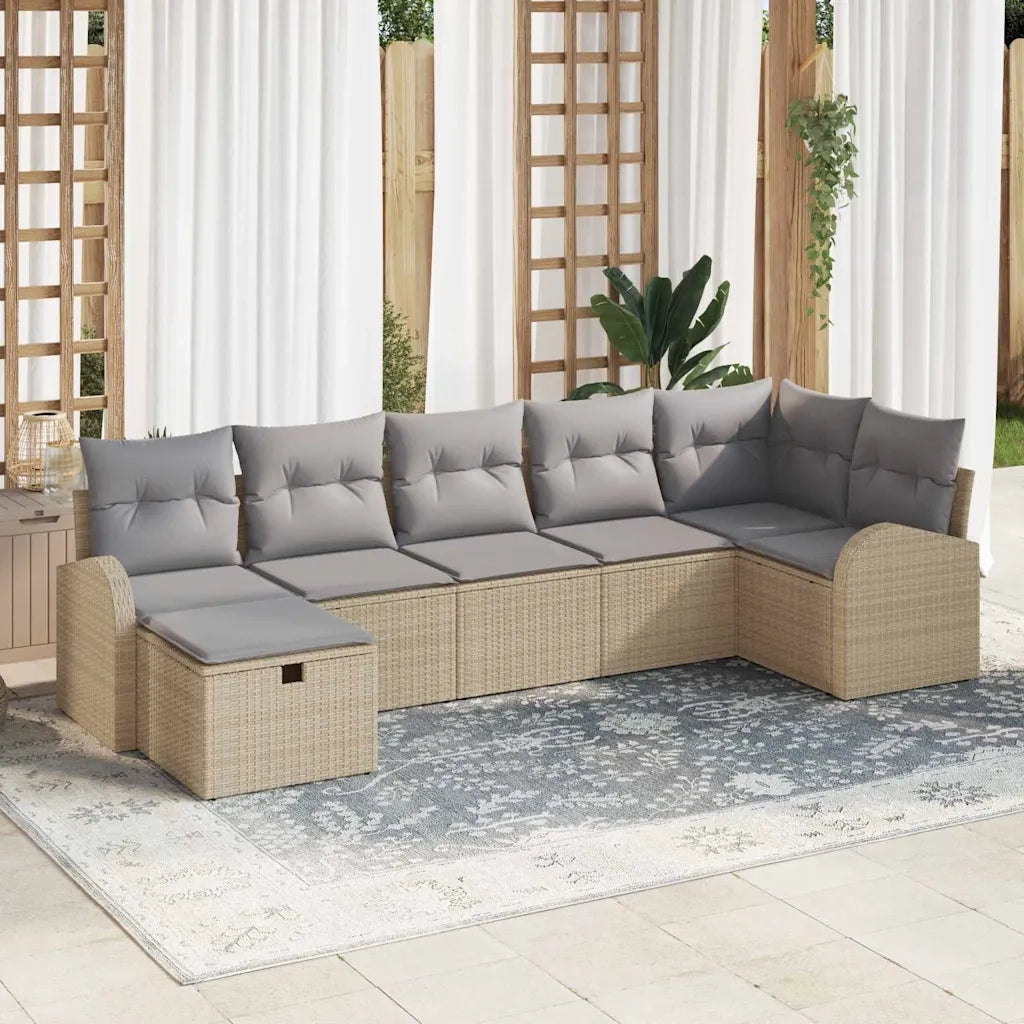 Set di divani con cuscino Beige e Grigio Chiaro polyrattan