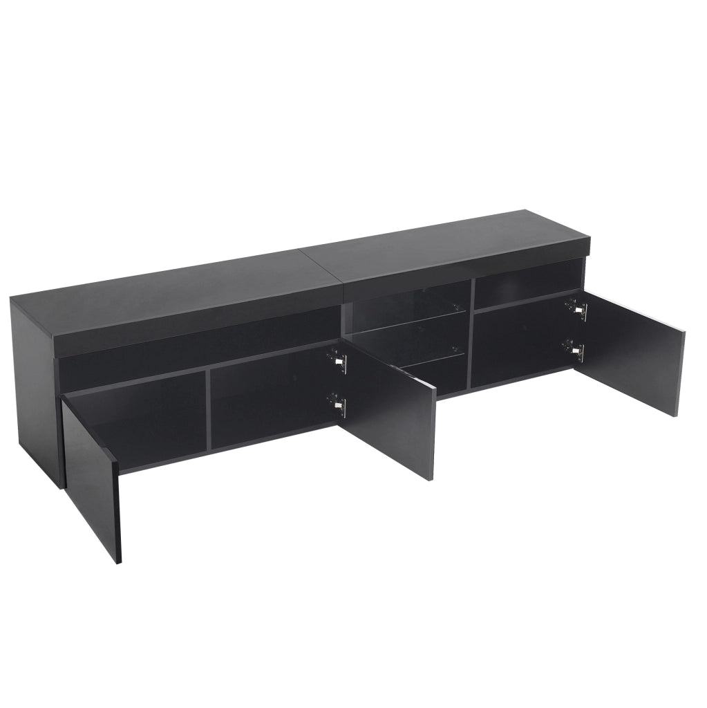 Mobile porta TV 180x35x48 cm con LED a 4 modalit¨¤ in MDF nero lucido