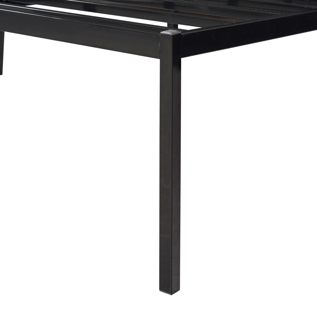 Struttura Letto Francese Vårdö 140 x 200 cm in Acciaio Nero [en.casa]
