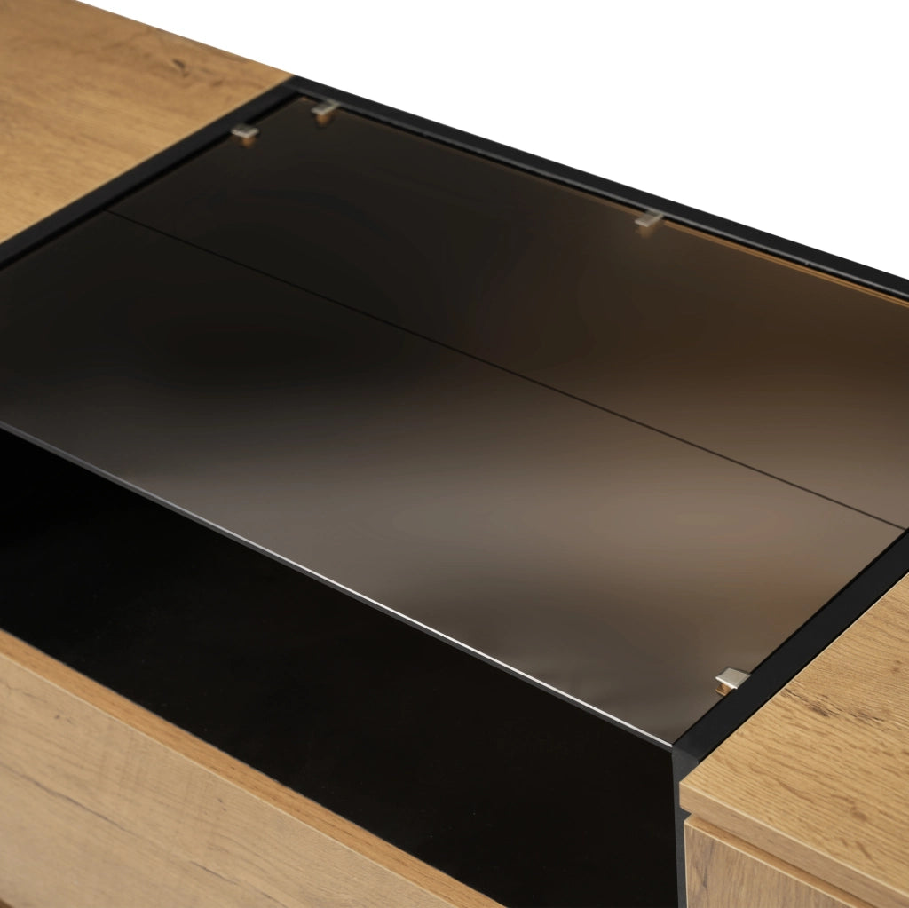 Credenza con cassetti, ante e vano aperto