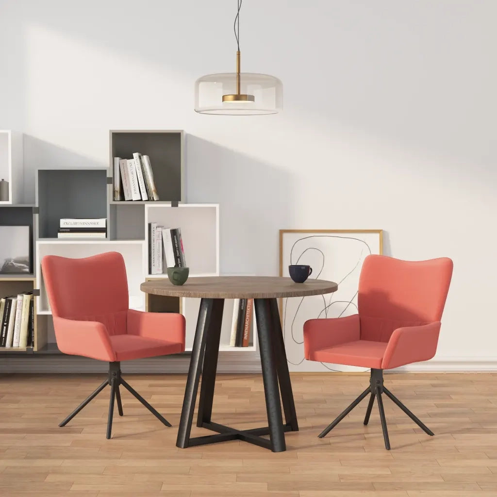 Sedie da Pranzo Girevoli 2 pz | Sedie da cucina Rosa in Velluto