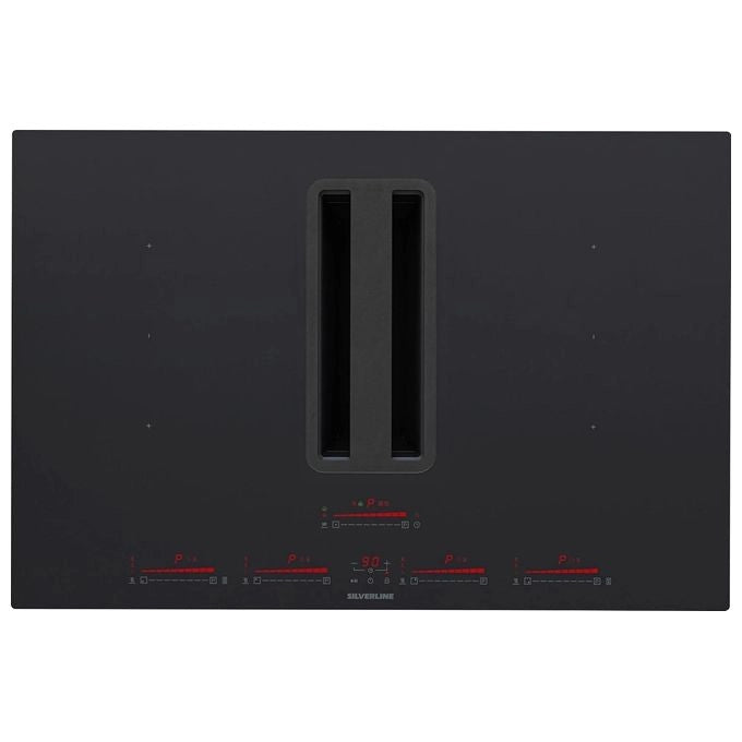 Silverline 7170.8.733.02 FLOW-IN-PRO MAX Piano cottura induzione con cappa integrata 85 cm 4 zone 7.4 kW 670 m³-h Classe A+ 59 dB colore Nero