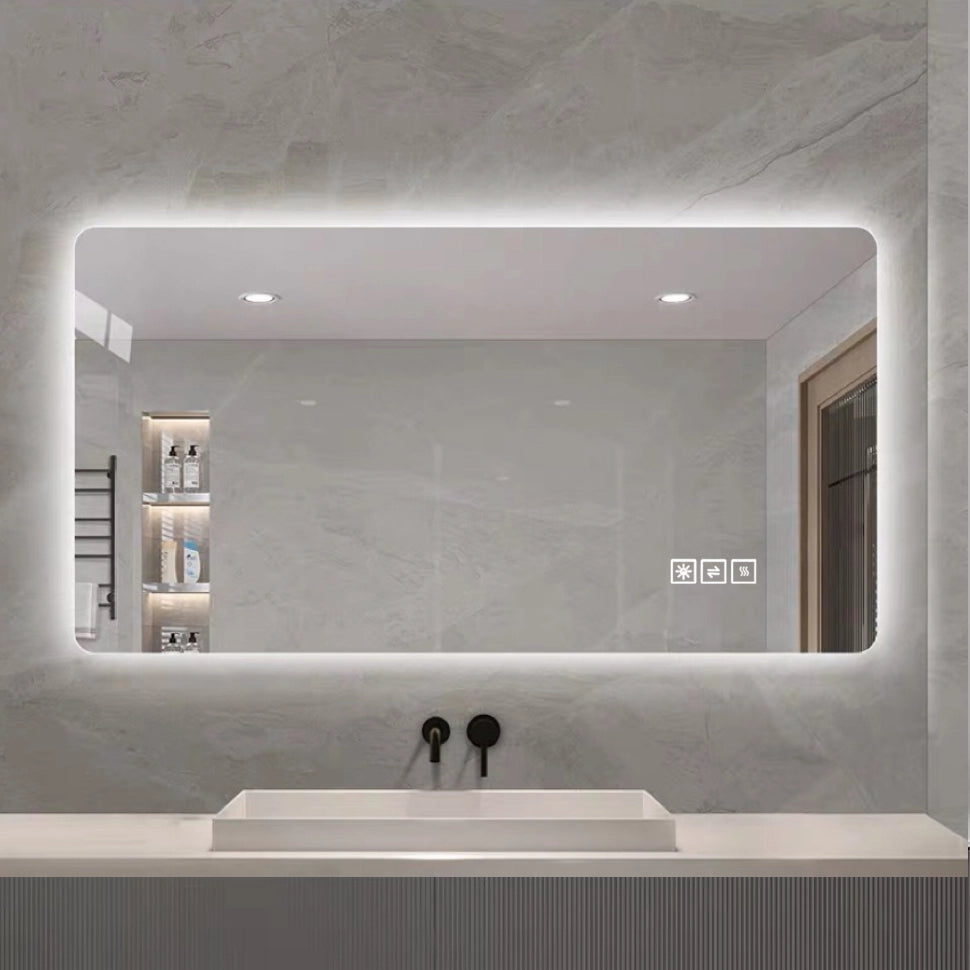 Specchio da bagno LED con retroilluminazione antiappannamento 3 tonalità dimmerabile memoria IP44 argento
