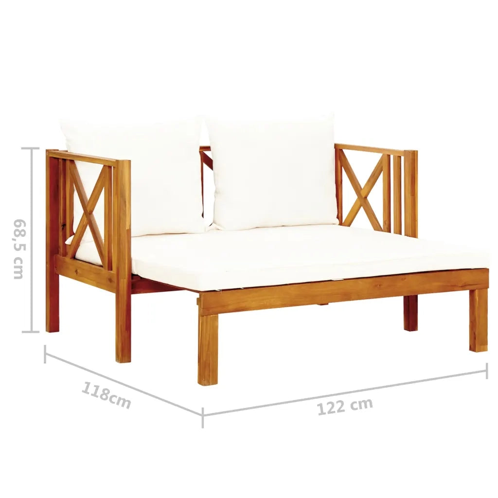 Panchina da Giardino | Panca da Giardino 2 Posti con Cuscini 120cm Massello di Acacia