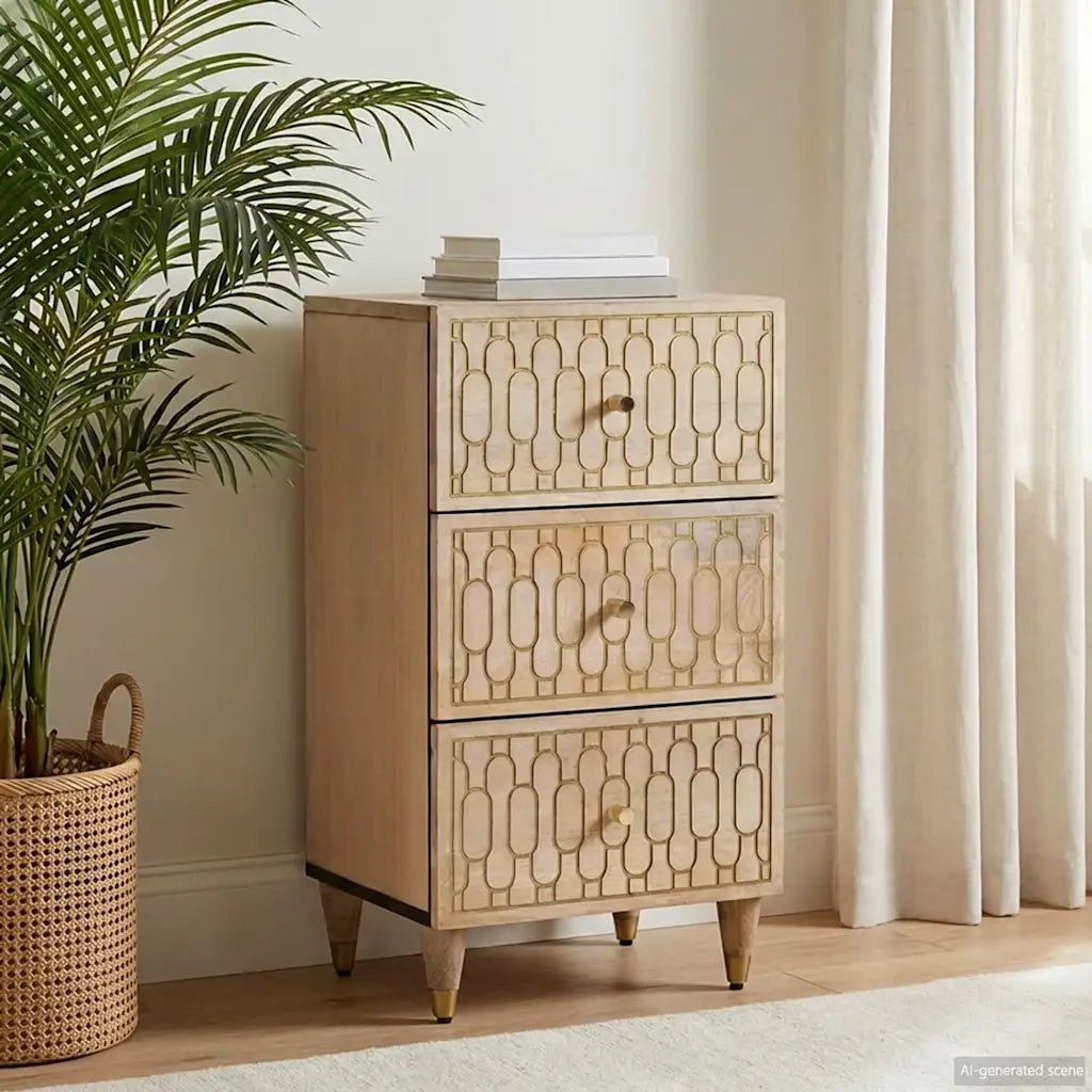 Credenza 40x33x75 cm in Legno Massello di Mango 358271