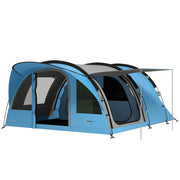 Tenda da Campeggio a Tunnel 4 Persone 3-4 Stagioni Impermeabile 3000mm Altezza 2 m Soggiorno XL 3,7 m Blu