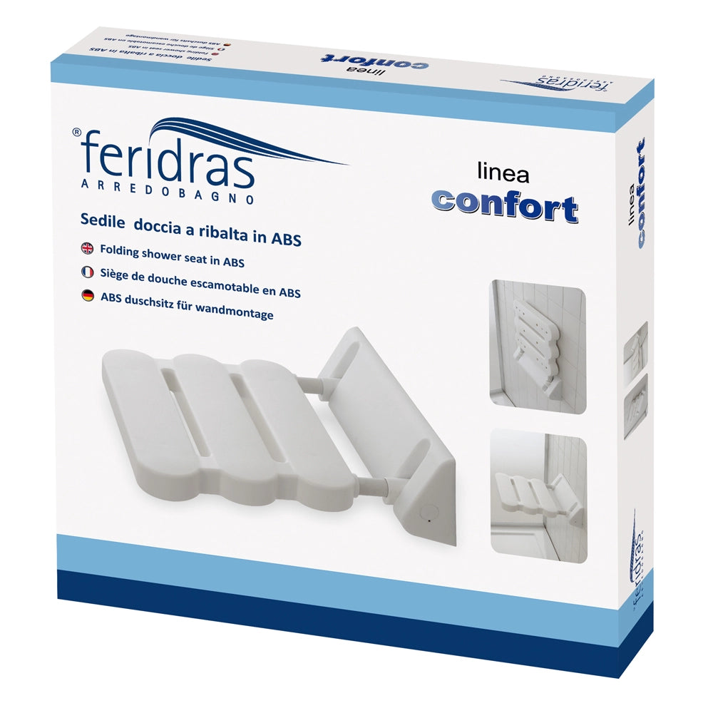 SGABELLO SEDIA DOCCIA COMFORT X ANZIANI A RIBALTA RICHIUDIBILE A PARETE FERIDRAS 289012