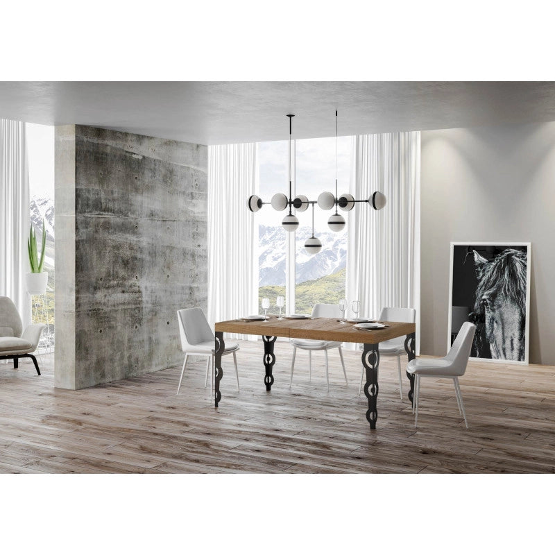 Tavolo allungabile 160/420x90 cm Karamay Premium telaio Antracite - Quercia Natura