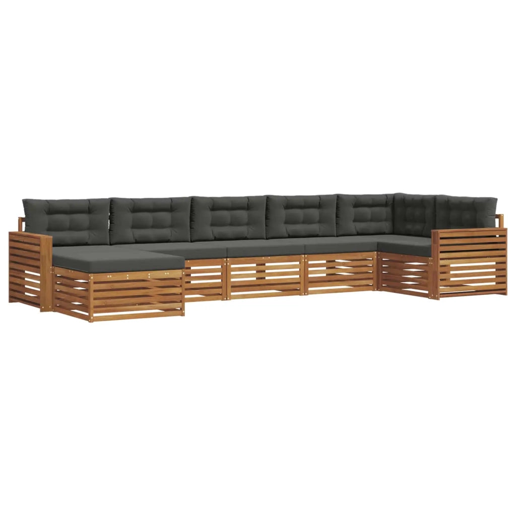 Set divani 7 pcs Naturale e Antracite Legno di Acacia Massello 3373827