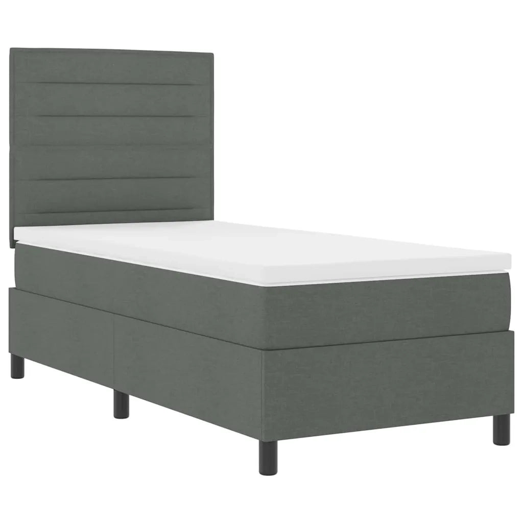 Letto a molle con materasso Grigio scuro 80 x 200 cm Tessuto