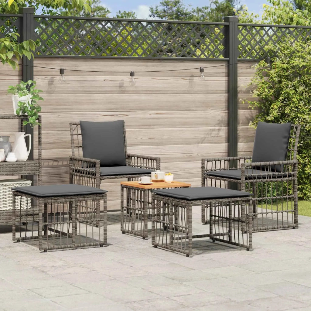 Set di Mobili da Esterno 5 pcs Nero e Grigio scuro 42025138