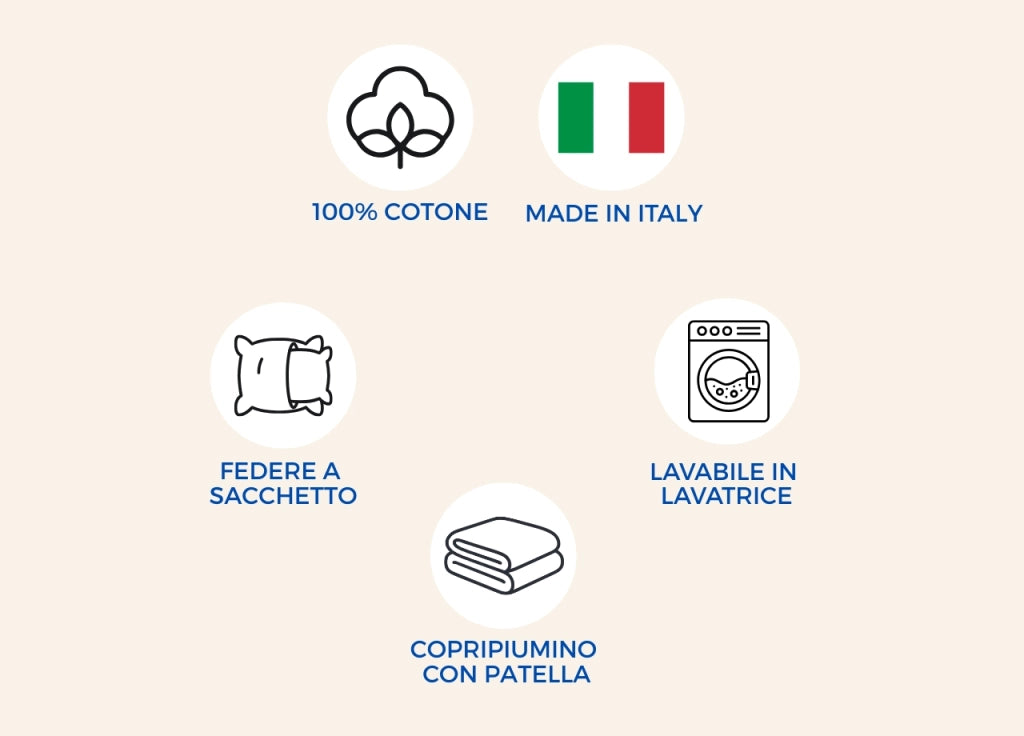 Copripiumino Sacco Piumone 100% Cotone Made In Italy Disegno Mitril - Piazza E Mezza - Zaffiro