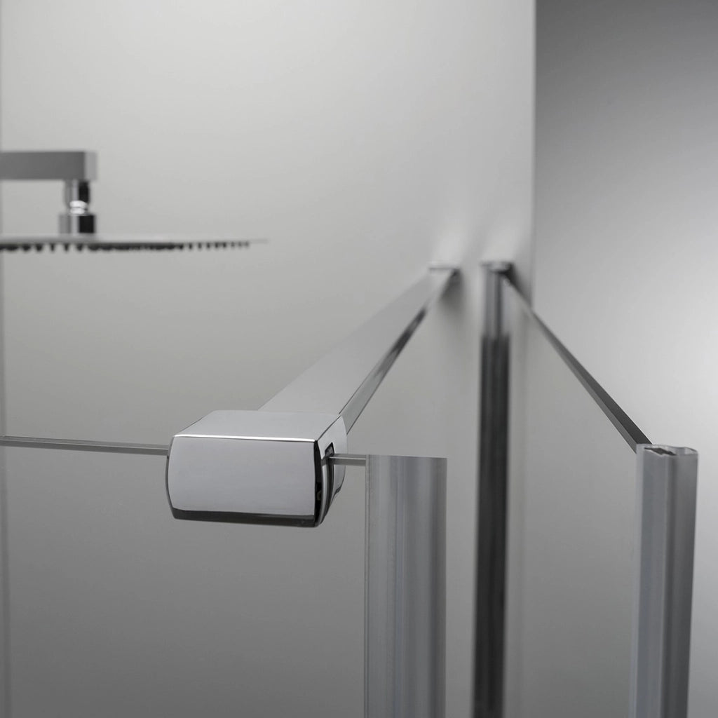 Cabina Box Doccia 90x70 Cm Porta Battente con Lato Fisso Trasparente