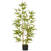 Pianta Artificiale di Bambù H120 cm con Vaso Verde