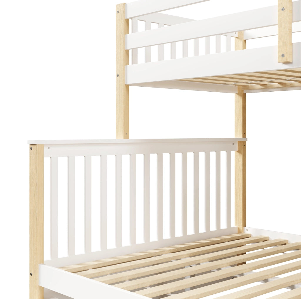Letto a castello 90 x 200 e 140 x 200 cm in pino bianco naturale con cassetti