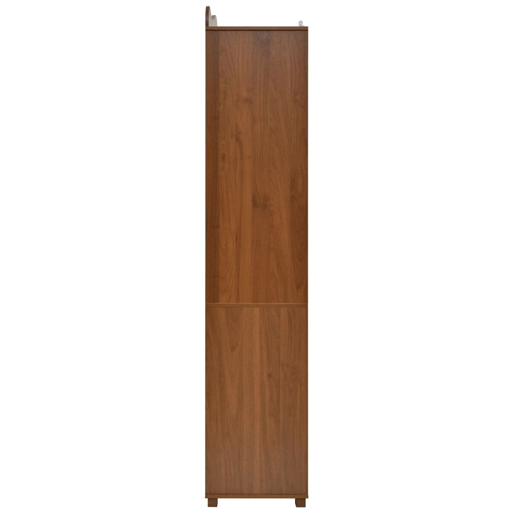 Garderobenschrank aus MDF in Nussbaum mit Ganzkörperspiegel und Offener Kleiderstange, 115,5x38,5x194,5 cm