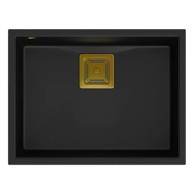 Lavello In Granito David 50 Black Tappo oro