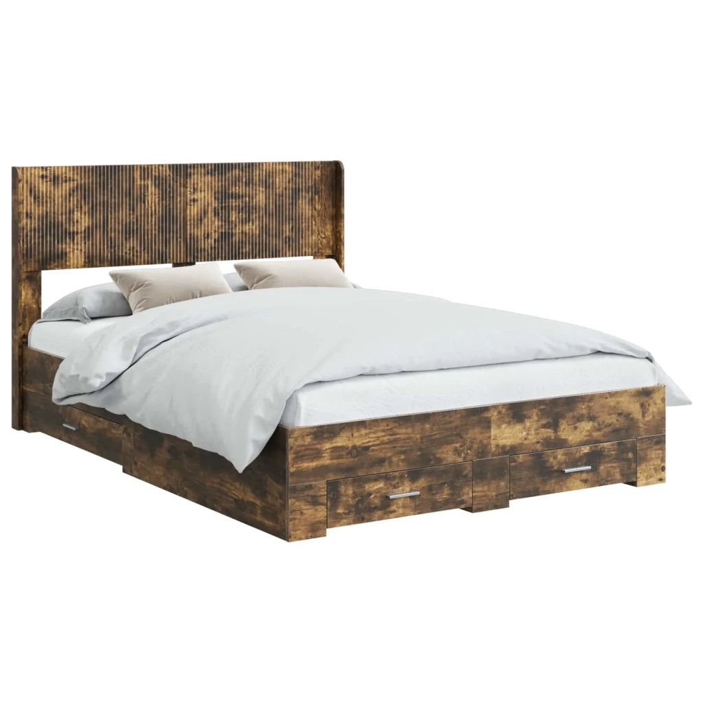 Struttura del letto con stoccaggio e testata Rovere Fumo 3414479
