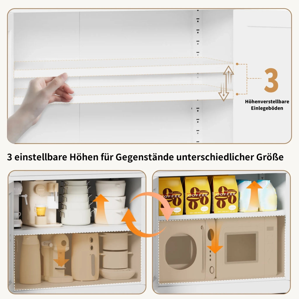 Armadio dispensa in metallo bianco, 3 ripiani regolabili (portata 49,9 kg), mobile organizer autoportante per cucina e soggiorno, 120x60x30 cm
