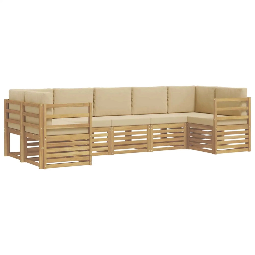 Set divano sezionale 7 pcs Bianco e Beige 304 x 126,5 x 73 cm 3392418