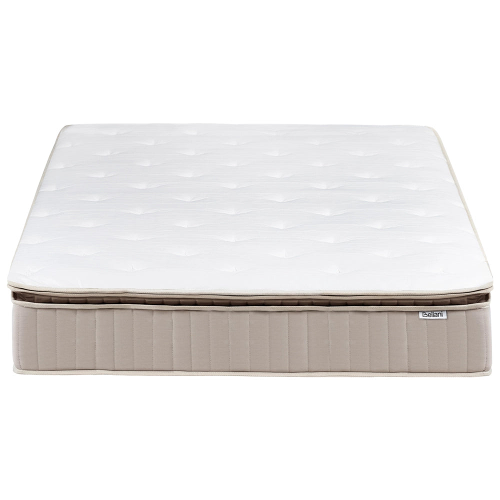 Materasso a molle insacchettate e lattice bianco e beige 120 x 200 cm ad alta durezza con rivestimento in poliestere sfoderabile con cerniera accessori per la camera da letto