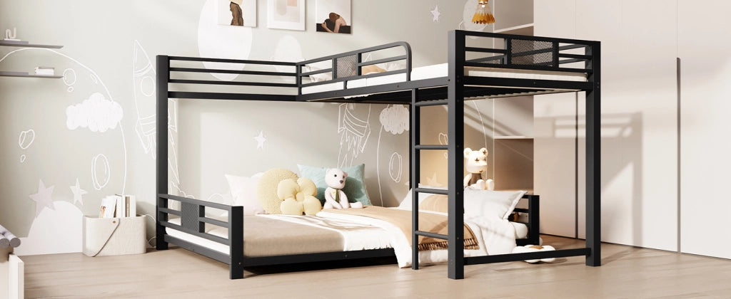 letto a castello in metallo nero 204 x 204 cm
