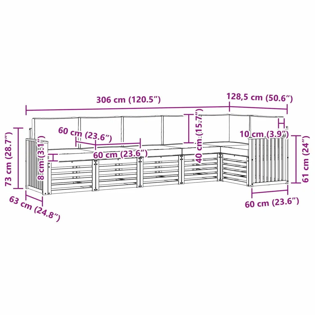 Set di divani da esterno 6 pcs Bianco e Grigio Chiaro 3391911
