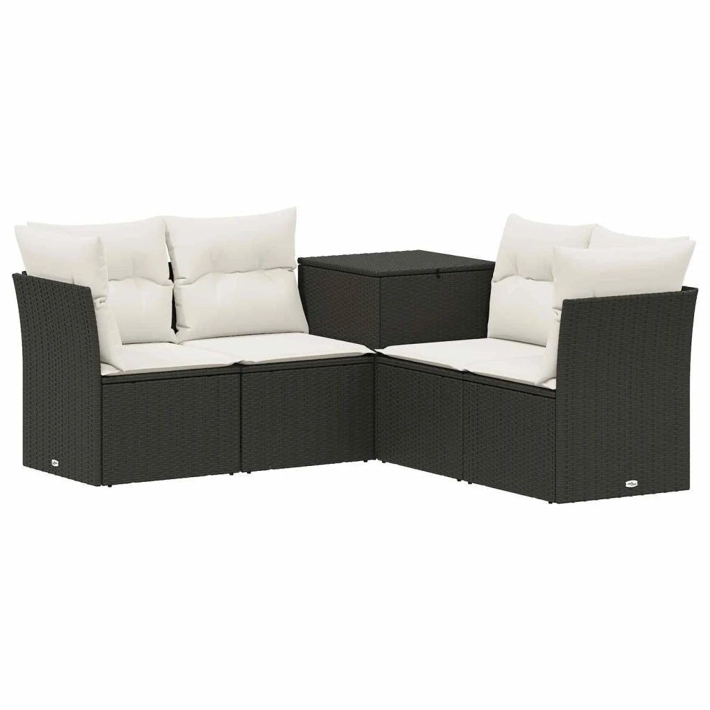 Set di divani 5 pz Nero e Bianco Crema 3447832