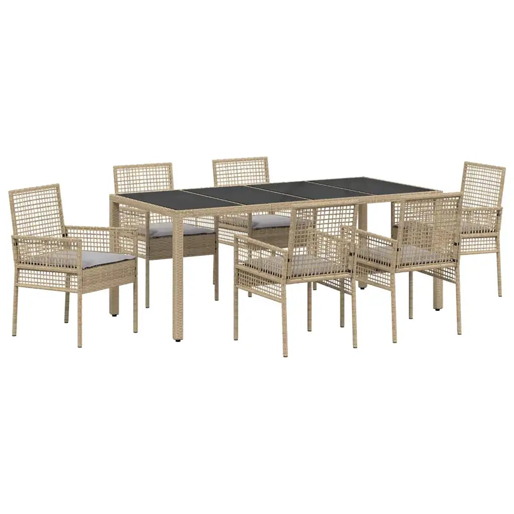 Set da Pranzo per Giardino 7 pcs Beige polyrattan 3334883