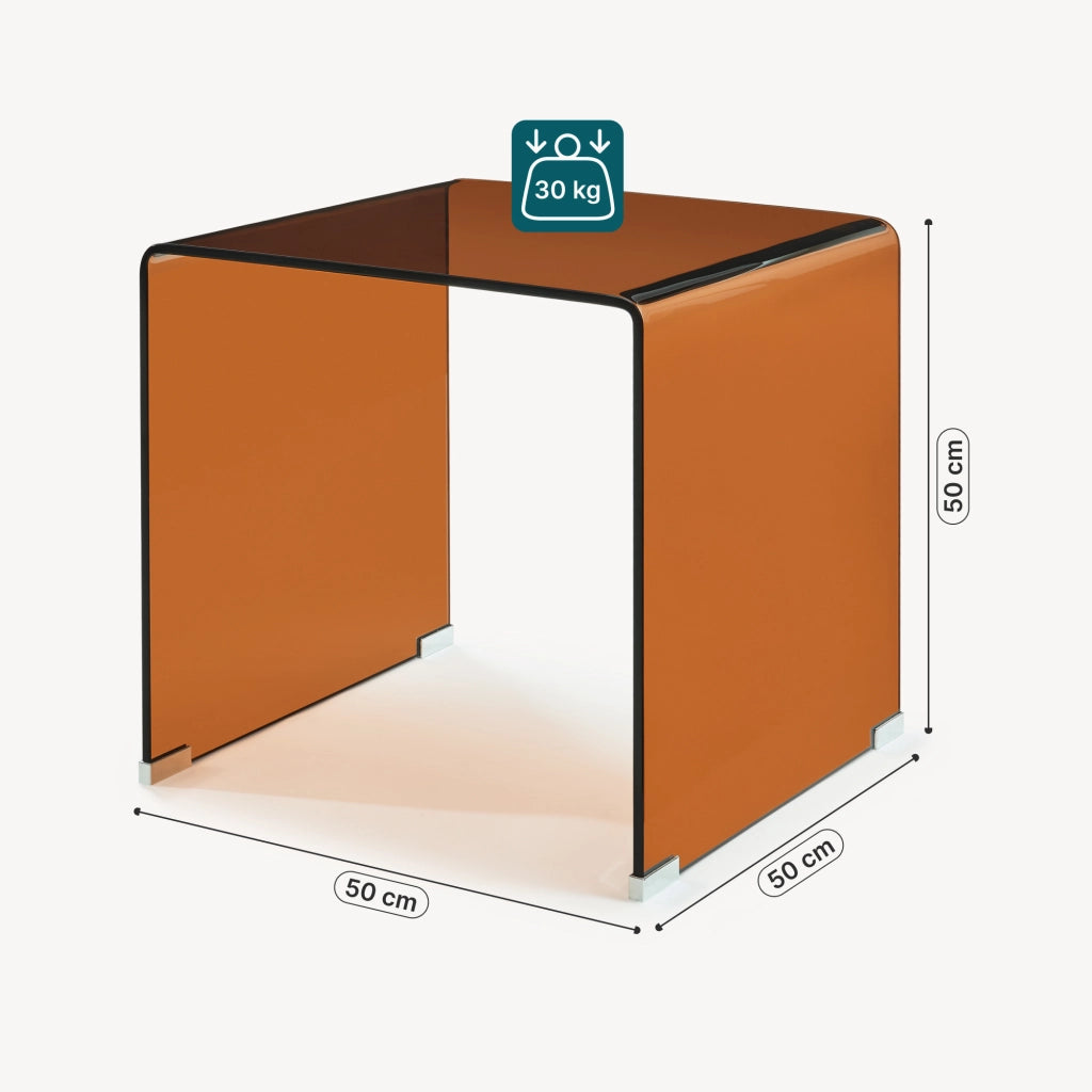 Tavolino da Salotto Varlofrek in Vetro 50 x 50 x 50 cm - Marrone [en.casa]