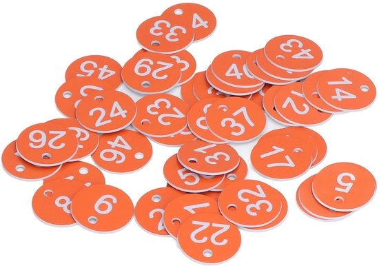 Etichette ronde numerate da 50 - Material ABS - Etichette con fori e numeri gravi - Utilizzo per apiari e allevamento