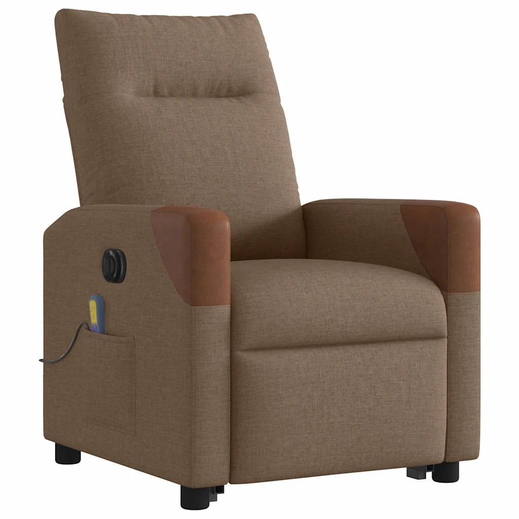 Poltrona Alzapersona Massaggiante Elettrica Marrone Tessuto 3324033